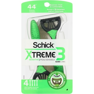Schick Rasoirs jetables à 3 lames pour hommes Xtreme3 pour peau sensible 4 ea, 2,00 $/1ch
