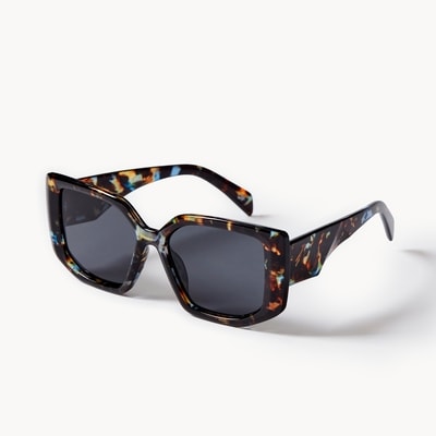 Thick Rectangular Sunglasses - Brown