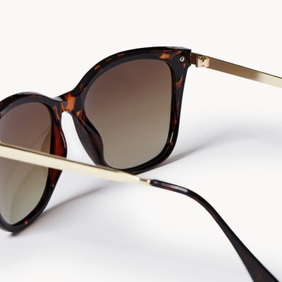 Lunettes de soleil carrées en écaille de tortue - Brun