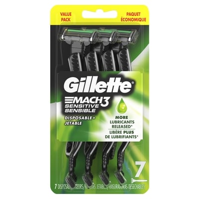 Gillette Rasoirs jetables Mach3 Sensible pour hommes, 7 unités 7 ea, 3,57 $/1ch