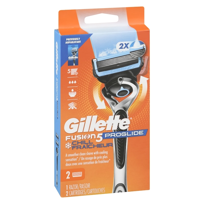 ProGlide Chill Shaving Razor for Men, 1 Razor Handle, 2 Refills, 2x Cooling Lubrication, FlexBall Handle and Precision Trimmer