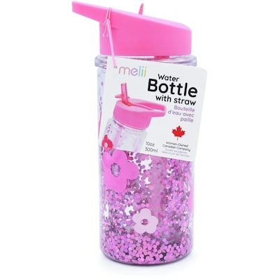 Melii Bouteille d'eau étincelante à double paroi avec paille 1 ea, 8,00 $/1ch