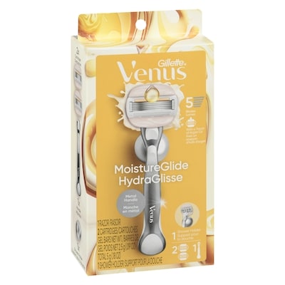 Rasoir HydraGlisse pour femmes, manche réutilisable, 2 cartouches de rechange de rasoir et support pour la douche