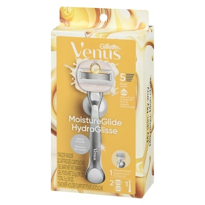 Rasoir HydraGlisse pour femmes, manche réutilisable, 2 cartouches de rechange de rasoir et support pour la douche