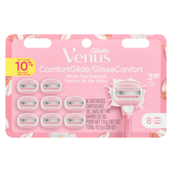 ComfortGlide White Tea Women's Razor Blades, with Built-in Shave Gel Bars, 8 Razor Blade Refills