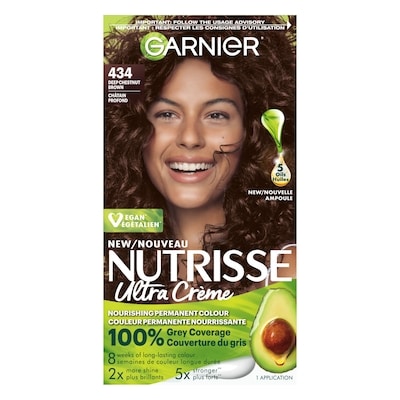 Garnier Nutrisse Ultra Crème, Coloration Permanente, 100% Couverture des Cheveux Gris Châtain Profond 1 ea, 13,49 $/1ch