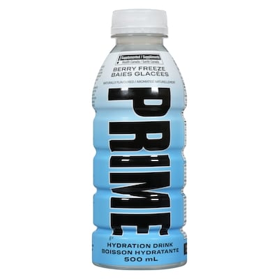 Prime Boisson hydratante baies glacées 500 ml, 0,60 $/100ml
