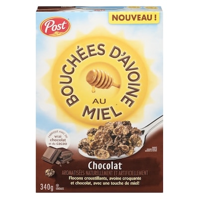 Post Bouchées d'avoine au miel céréales chocolat 340 g, 1,03 $/100g