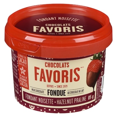Chocolats Favoris Fondue au chocolat au lait fondant noisette 85 g, 7,65 $/100g