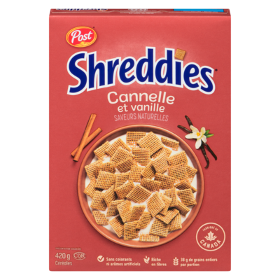 Post Shreddies céréales cannelle et vanille 420 g, 1,19 $/100g