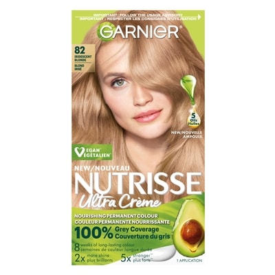 Garnier Nutrisse Ultra Crème, Permanent Hair Dye, 100% Grey Coverage Iridescent Blonde 1 ea, $13.99/1ea