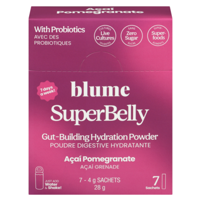 Blume Superbelly poudre digestive hydratante açaí grenade 28 g, 49,96 $/100g