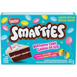 Nestlé Smarties gâteau de fête, chocolat au lait, préparé au Canada 45 g, 2,78 $/100g