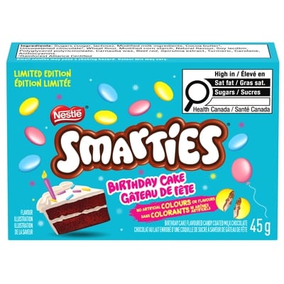 Nestlé Smarties GÂTEAU DE FÊTE, chocolat au lait, édition limitée 45 g, 4,42 $/100g