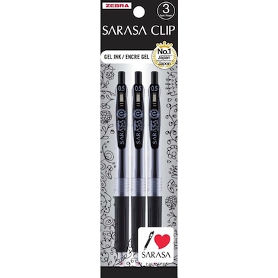 Zebra Sarasa Clip Gel Black Ink 3-Pack 3 ea, $2.00/1ea