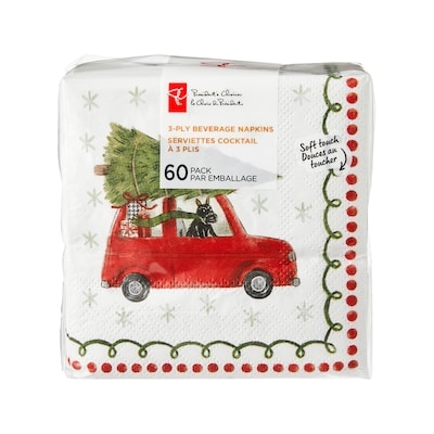 President's Choice 3 Ply Beverage Napkins 60 Pack - Scottie Car 60 ea, $5.00/1ea