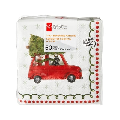 le Choix du Président Serviettes cocktail à 3 plis, 60 par emballage – terrier écossais en auto 60 ea, 5,00 $/1ch