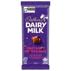 Cadbury DAIRY MILK Fruit & Nut Milk Chocolate Bar 180 g, $3.06/100g