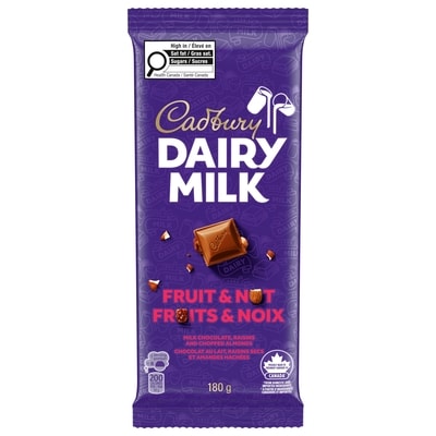 Cadbury DAIRY MILK Fruit & Nut Milk Chocolate Bar 180 g, $3.88/100g
