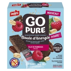 Leclerc Boule d'énergie en barre éclat de framboises 140 g, 1,34 $/100g