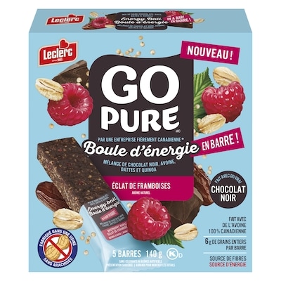 Leclerc Boule d'énergie en barre éclat de framboises 140 g, 3,39 $/100g
