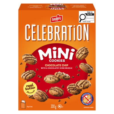 Leclerc Mini Cookies Chocolate Chip With A Chocolatey Icing Drizzle 200 g, $2.90/100g