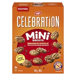 Leclerc Mini biscuits brisures de chocolat avec filet de glaçage chocolaté 200 g, 1,50 $/100g