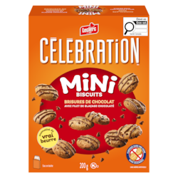 Leclerc Mini biscuits brisures de chocolat avec filet de glaçage chocolaté 200 g, 1,17 $/100g