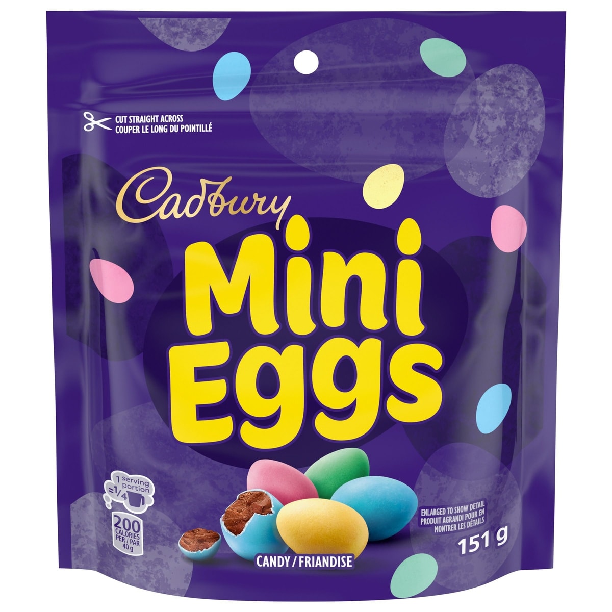 Cadbury Mini Eggs, friandise chocolatée CADBURY Mini Eggs 151 g, 4,50 $/100g