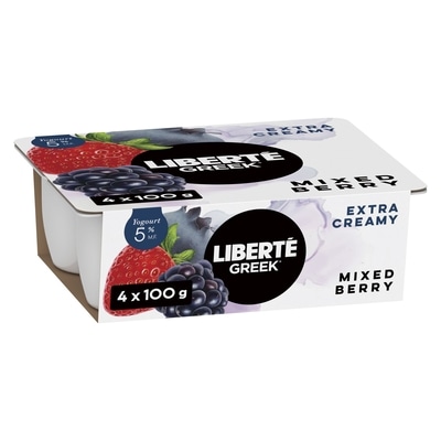 Liberte Greek 5% Extra Creamy Yogurt, Mixed Berry 400 g, $1.50/100g