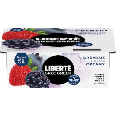 Liberte Greek 5% Extra Creamy Yogurt, Mixed Berry 400 g, $1.50/100g