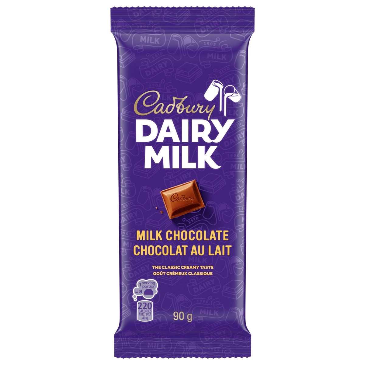 Cadbury DAIRY MILK, tablette de chocolat originale 90 g, 3,32 $/100g