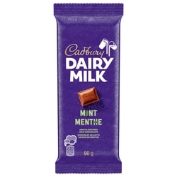 Cadbury DAIRY MILK Menthe, tablette de chocolat au lait à saveur de menthe 90 g, 3,33 $/100g