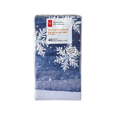 President's Choice 3 Ply Buffet Napkins 40 Pack - Snow Flakes 40 ea, $0.13/1ea