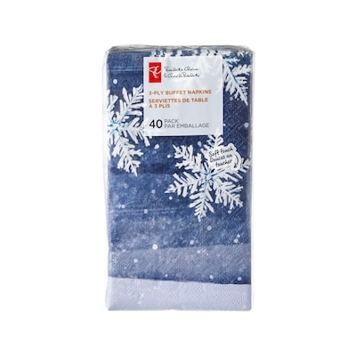 le Choix du Président Serviettes de table à 3 plis, emballage de 40 – flocons de neige 40 ea, 0,13 $/1ch