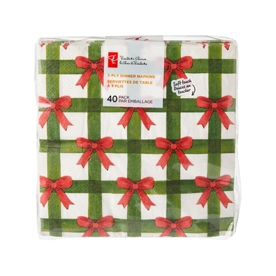 President's Choice 3 Ply Dinner Napkins 40 Pack - Plaid Bow 40 ea, $0.13/1ea