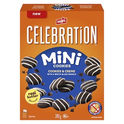 Leclerc Mini Cookies Cookies & Creme With A White Glaze Drizzle 200 g, $1.38/100g