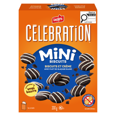 Leclerc Mini biscuits biscuits et crème avec filet de glaçage blanc 200 g, 2,90 $/100g