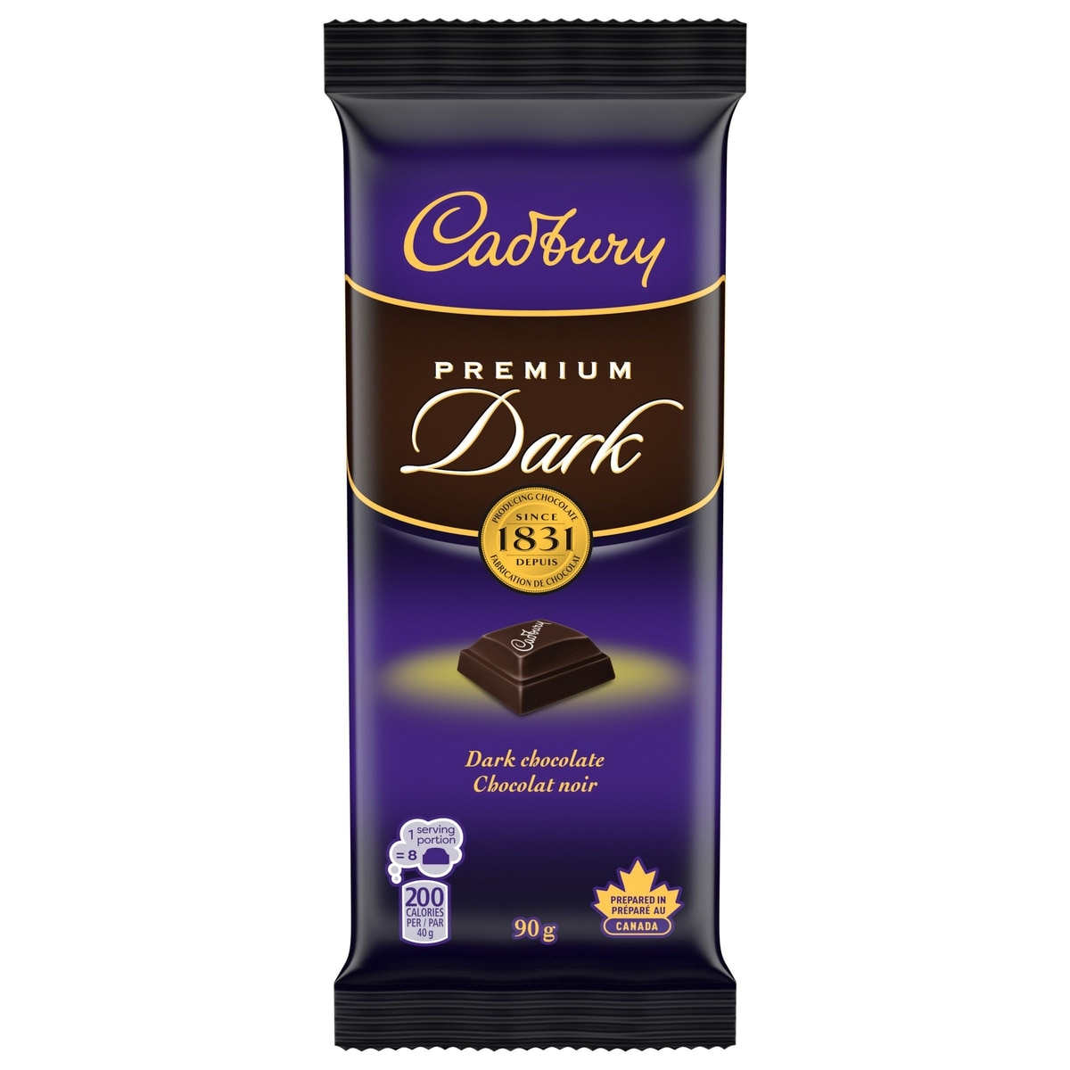 Cadbury Tablette de chocolat Premium Dark, chocolat noir 90 g, 3,32 $/100g