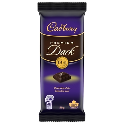 Cadbury Premium Dark, tablette de chocolat noir 90 g, 4,77 $/100g