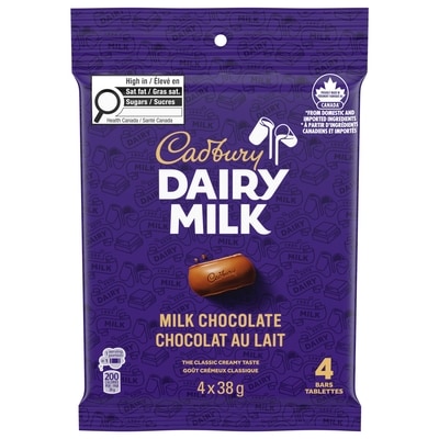 Cadbury DAIRY MILK Original Milk Chocolate Bars, Pack of 4 152 g, $4.60/100g