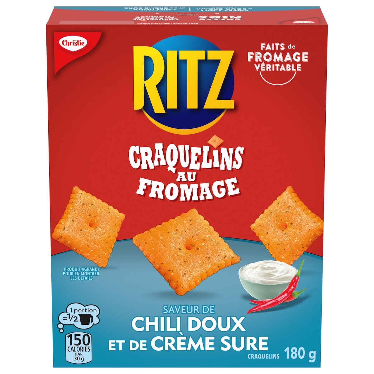 Christie CRAQUELINS AU FROMAGE RITZ À SAVEUR DE CHILI DOUX ET DE CRÈME SURE 180 g, 2,49 $/100g