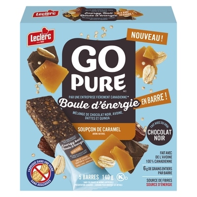 Leclerc Boule d'énergie en barre soupçon de caramel 140 g, 3,39 $/100g