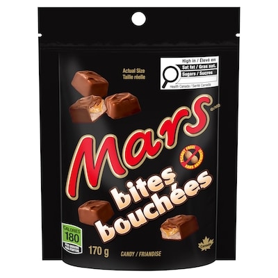 Mars Bouchées de chocolat sans arachide, sac 170 g, 3,82 $/100g