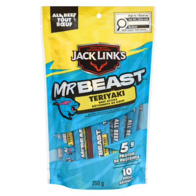 Jack Links Beef Sticks All Beef Teriyaki 250 g, $10.00/100g
