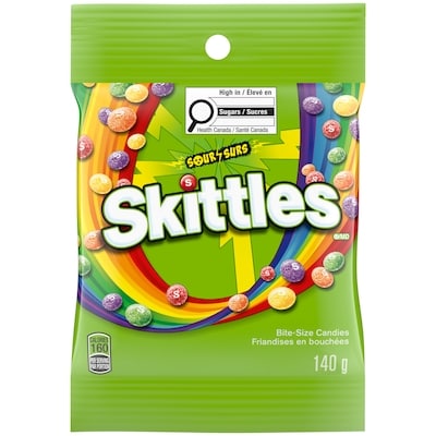 Skittles Surs, bonbons à mâcher, sac 140 g, 3,56 $/100g