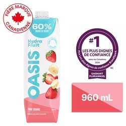 Oasis Jus de fruits fraise banane HydraFruit 960 ml, 0,23 $/100ml
