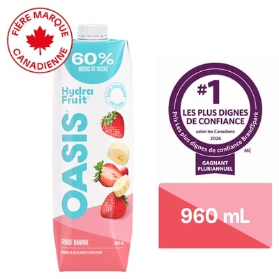 Oasis Jus de fruits fraise banane HydraFruit 960 ml, 0,23 $/100ml