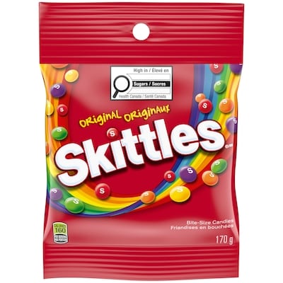 Skittles Originaux, bonbons à mâcher, sac 170 g, 2,94 $/100g