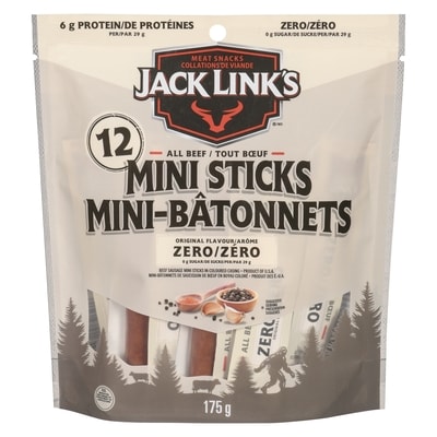 Jack Link’s Mini-bâtonnets tout bœuf original arôme zéro 175 g, 7,43 $/100g